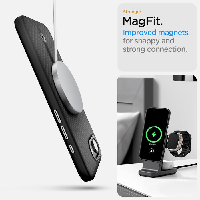 MagSafe kryt pro iPhone 16e Spigen Enzo Aramid - matně černý - bonami.click