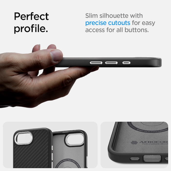 MagSafe kryt pro iPhone 16e Spigen Enzo Aramid - matně černý - bonami.click