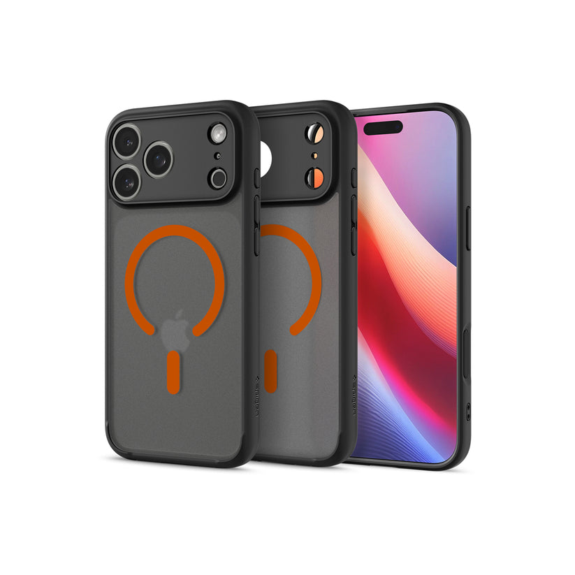 Kryt pro iPhone 17 Pro Max Spigen Ultra Hybrid MagSafe - černý mráz oranžový - bonami.click