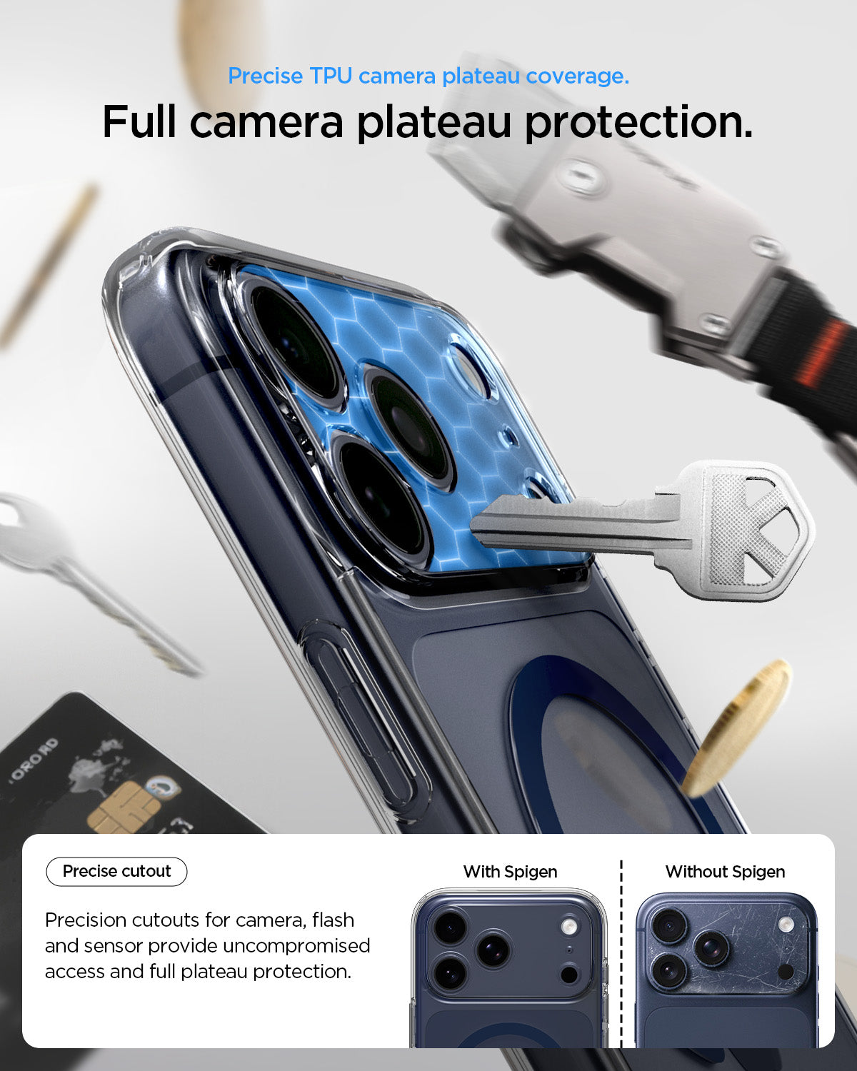 MagSafe kryt pro iPhone 17 Pro Max Spigen Ultra Hybrid - průhledný/modrý - bonami.click