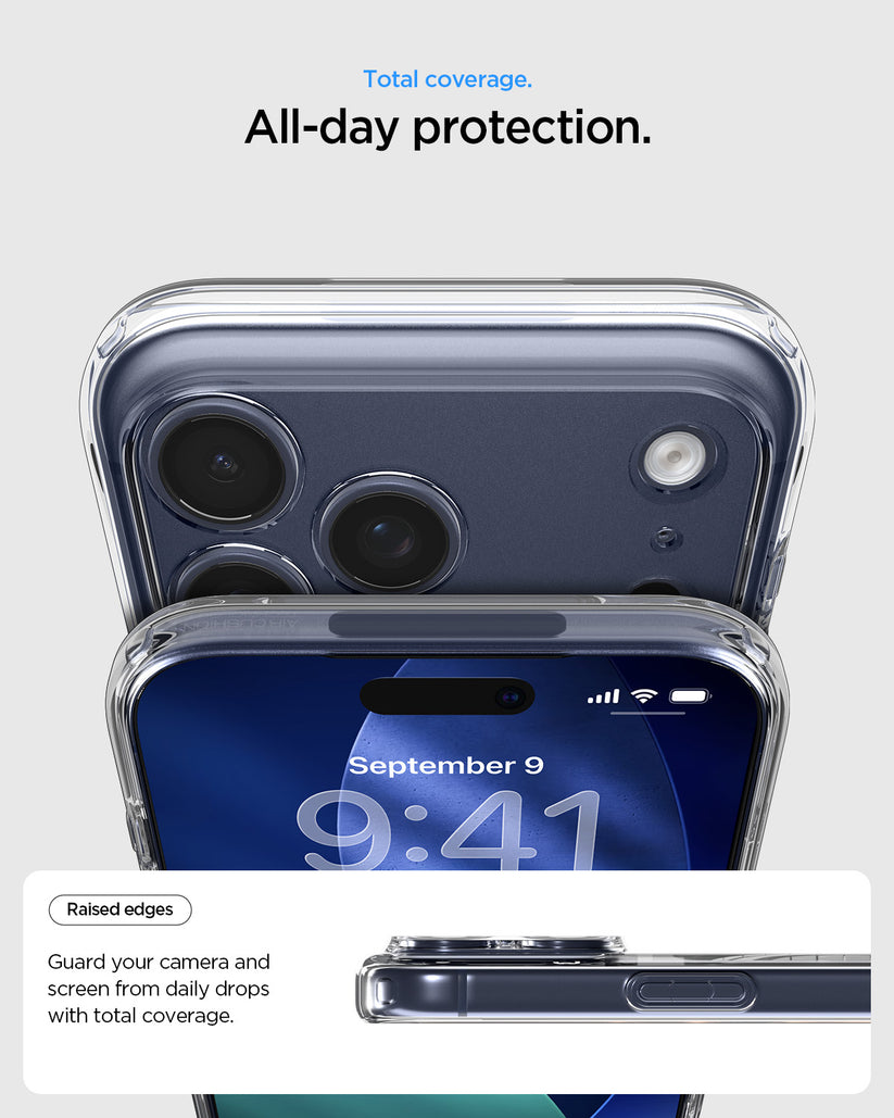 MagSafe kryt pro iPhone 17 Pro Max Spigen Ultra Hybrid - průhledný/modrý - bonami.click