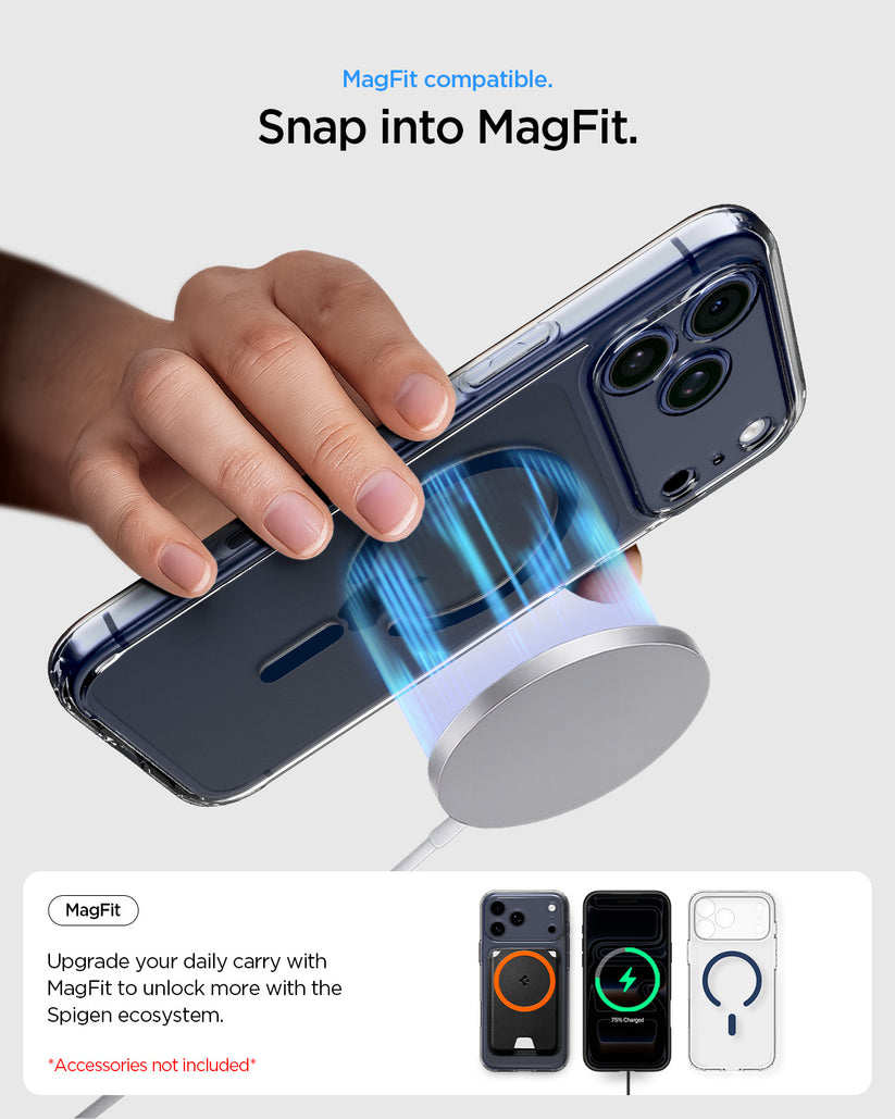 MagSafe kryt pro iPhone 17 Pro Max Spigen Ultra Hybrid - průhledný/modrý - bonami.click