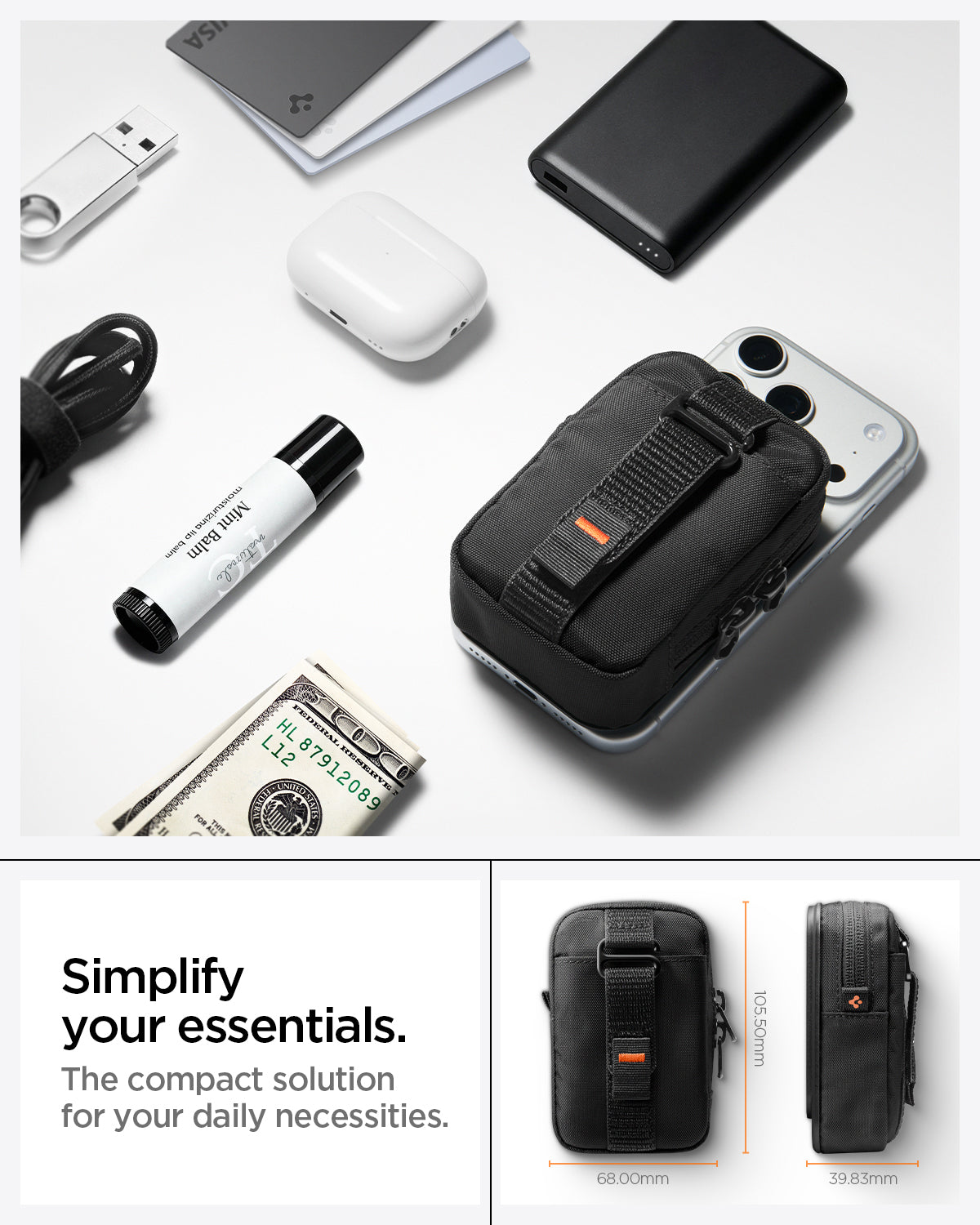 Univerzální organizér Spigen Portable Organizer Pouch TintapZip MagSafe - černý
