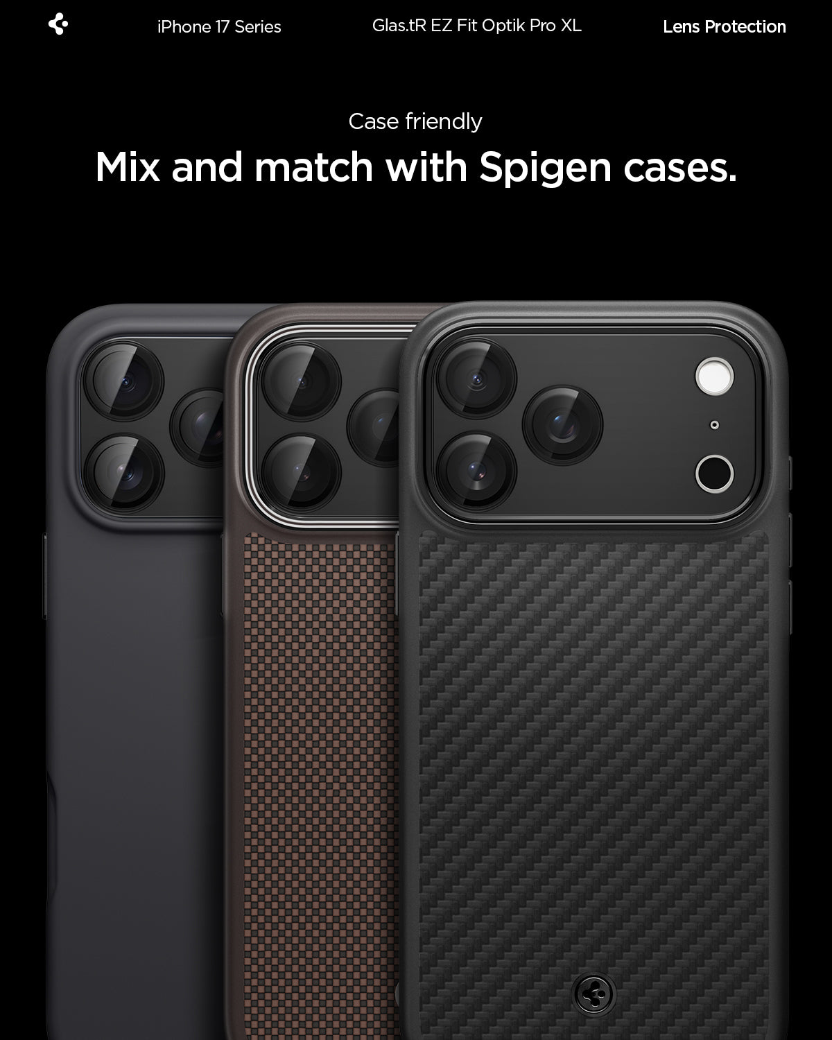 Sklo na fotoaparát pro iPhone 17 Pro Max Spigen Glass tR EZ Fit Optik Pro XL - černé