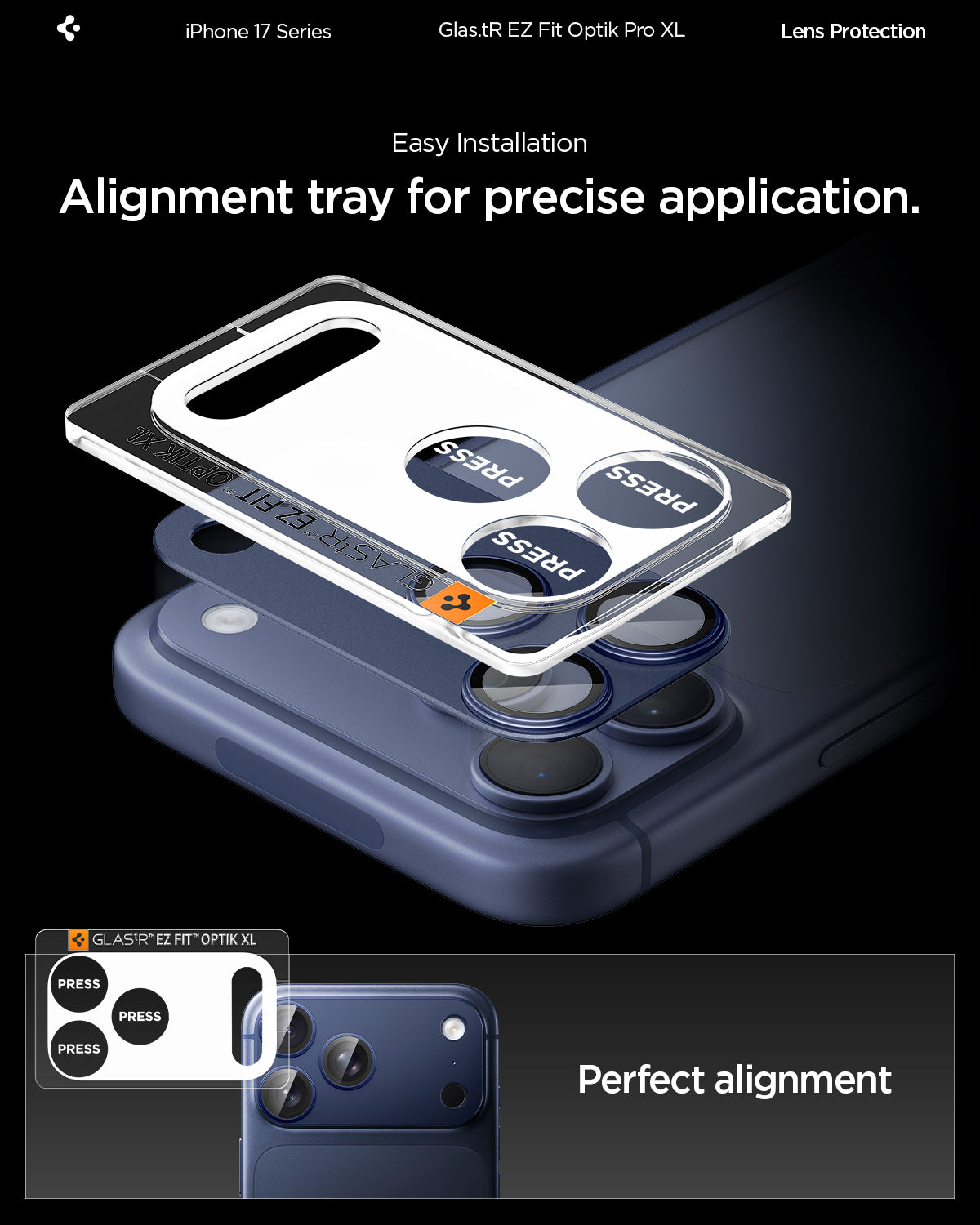 Sklo na fotoaparát pro iPhone 17 Max Pro Spigen Glass tR EZ Fit Optik Pro XL - modré