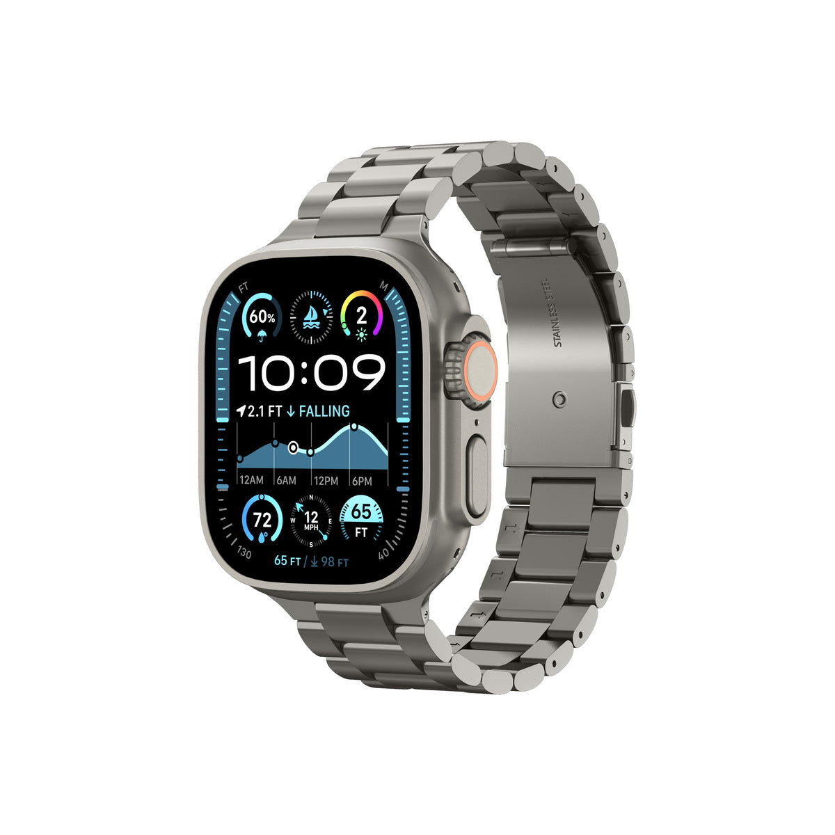 Řemínek pro Apple Watch 49mm/46mm/45mm/44mm Spigen Modern Fit Titanium Band - přírodně titanový - bonami.click