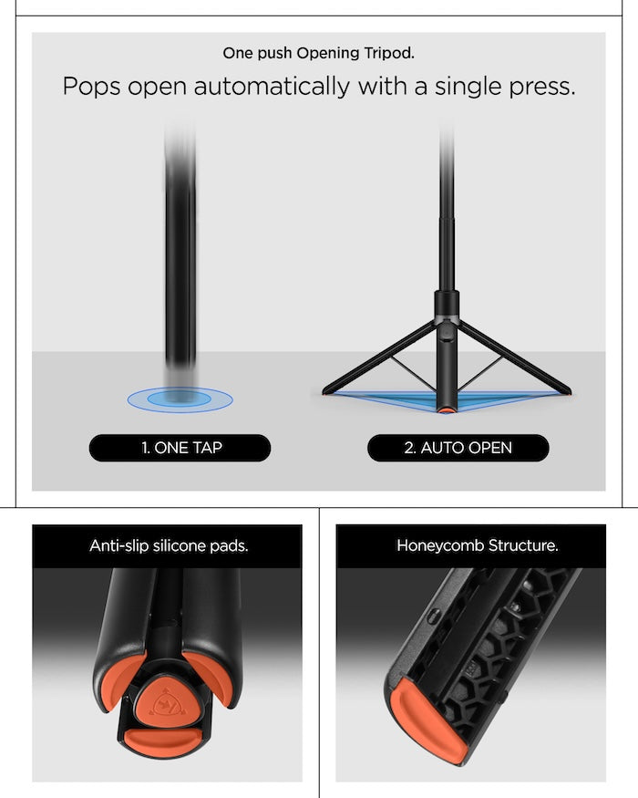 Stativ Spigen Selfie Stick MagSafe+ Tripod - černý - bonami.click