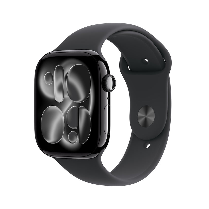 Apple Watch Series 11 GPS 42mm klavírně černé hliníkové pouzdro s černým sportovním řemínkem - S/M (otevřený) - bonami.click