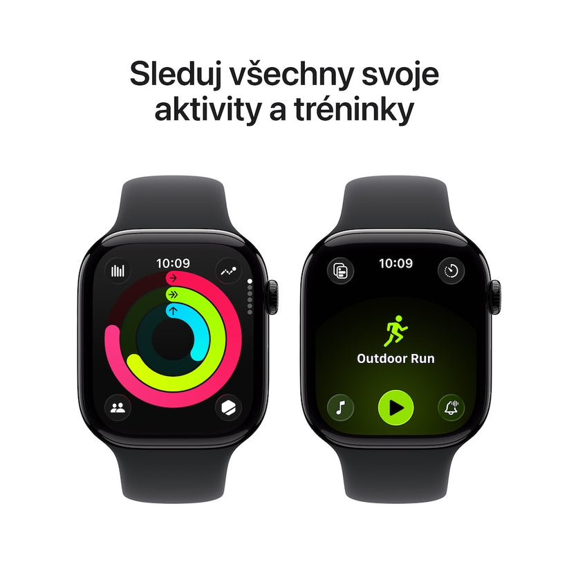 Apple Watch Series 11 GPS 42mm klavírně černé hliníkové pouzdro s černým sportovním řemínkem - S/M (otevřený) - bonami.click
