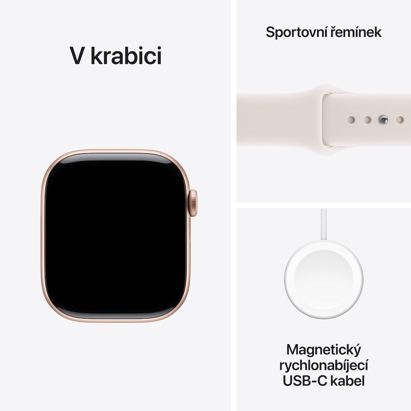 Apple Watch Series 11 GPS 42mm růžově zlaté hliníkové pouzdro se světle ruměným sportovním řemínkem - M/L - bonami.click