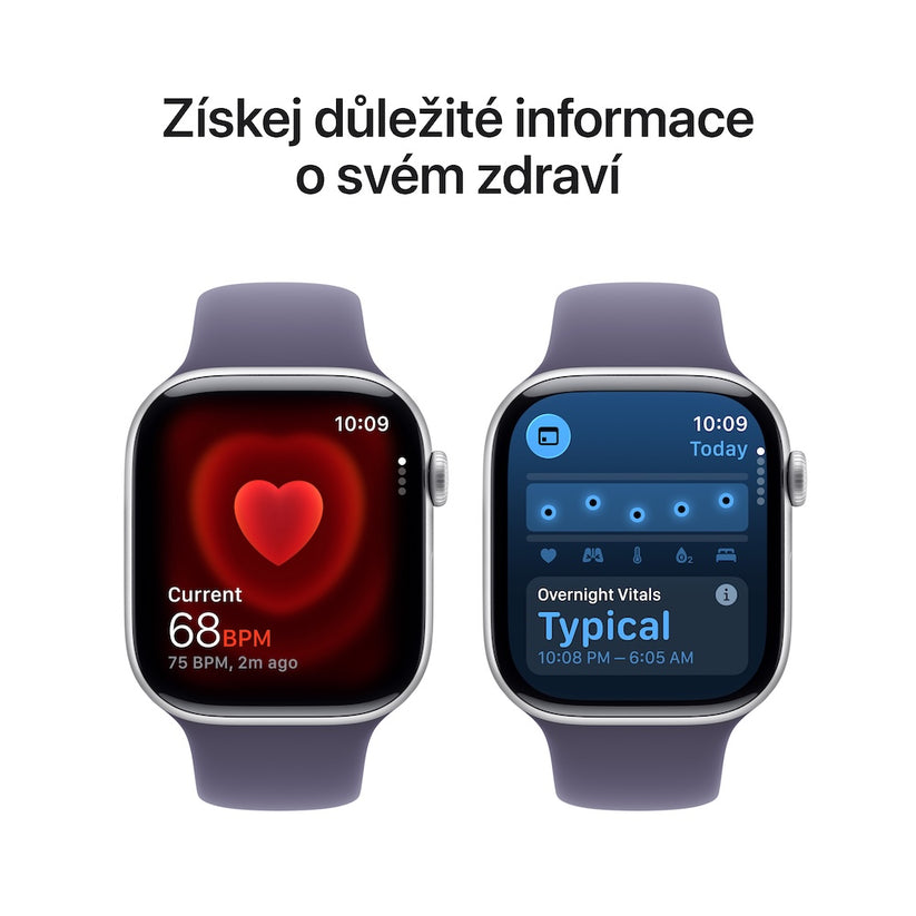Apple Watch Series 11 GPS 42mm stříbrné hliníkové pouzdro s mlžně fialovým sportovním řemínkem - M/L (otevřený) - bonami.click