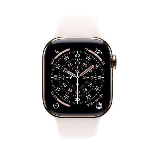 Apple Watch Series 11 GPS + Cellular 42mm zlatě titanové pouzdro se světle ruměným sportovním řemínkem - S/M - bonami.click