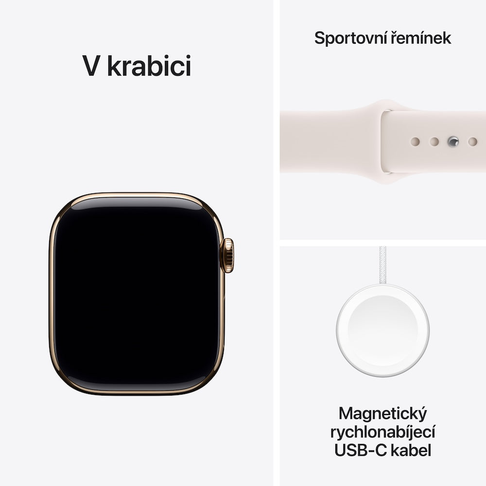 Apple Watch Series 11 GPS + Cellular 42mm zlatě titanové pouzdro se světle ruměným sportovním řemínkem - S/M - bonami.click