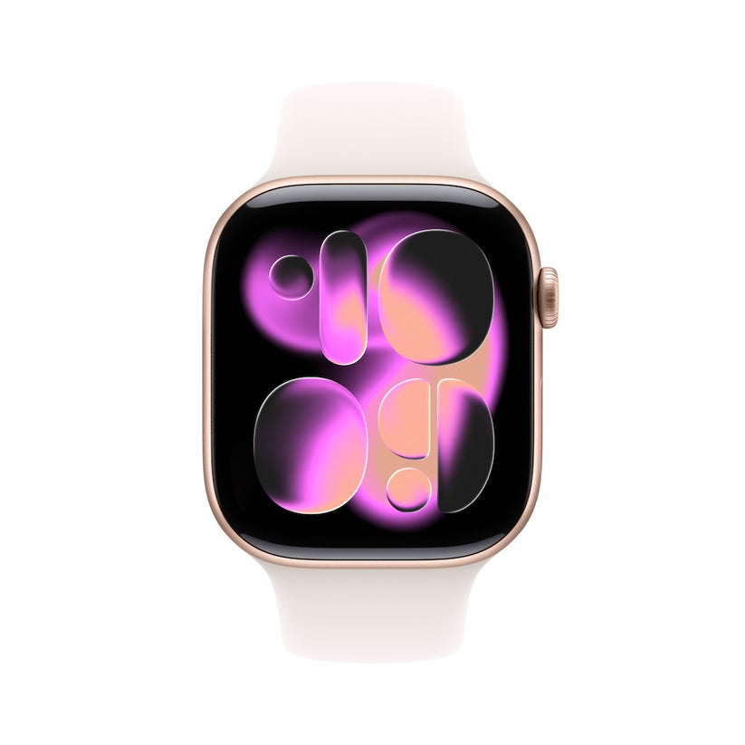 Apple Watch Series 11 GPS + Cellular 42mm růžově zlaté hliníkové pouzdro se světle ruměným sportovním řemínkem - M/L Apple Watch Series 11 GPS + Cellular 42mm růžově zlaté hliníkové pouzdro se světle ruměným sportovním řemínkem - M/L (otevřený) - bonami.click
