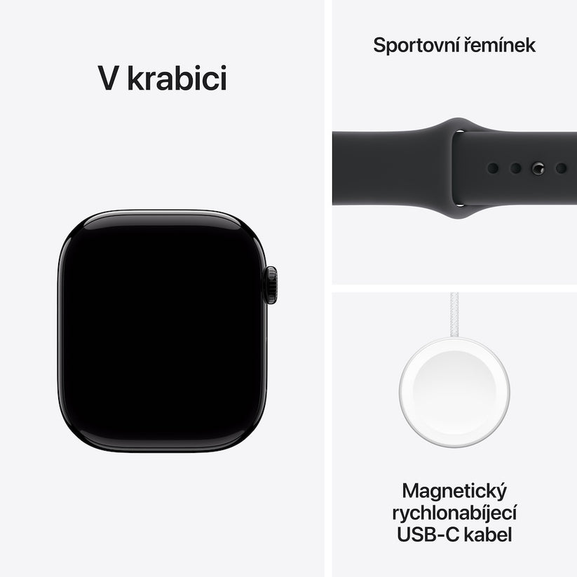 Apple Watch Series 11 GPS 42mm klavírně černé hliníkové pouzdro s černým sportovním řemínkem - S/M - bonami.click