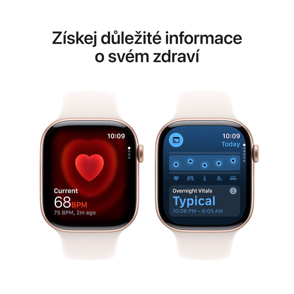 Apple Watch Series 11 GPS 46mm růžově zlaté hliníkové pouzdro se světle ruměným sportovním řemínkem - M/L (otevřený) - bonami.click