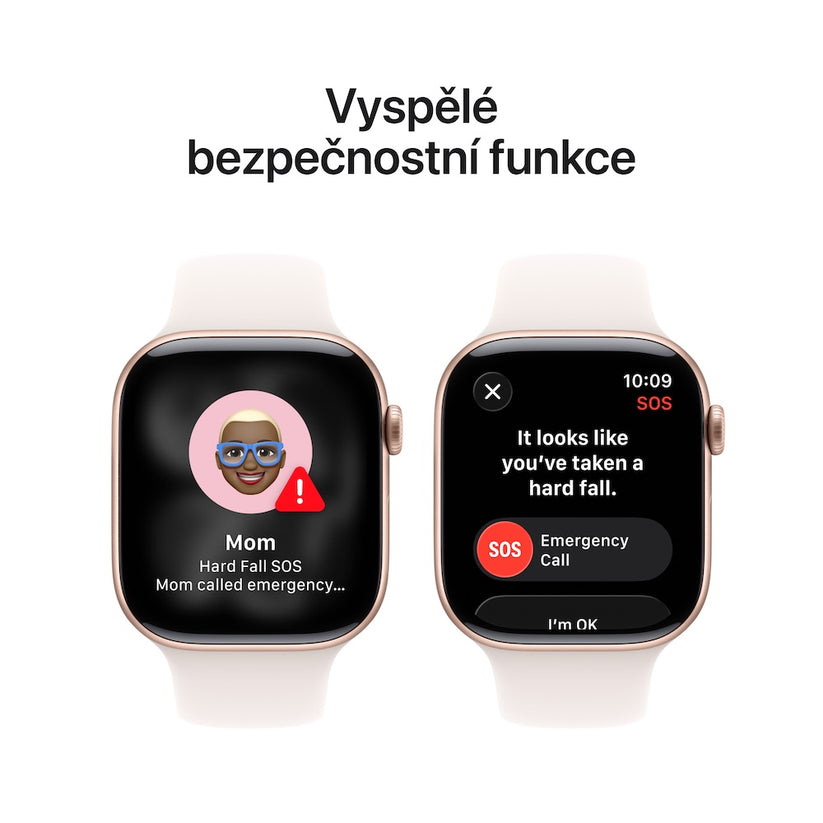 Apple Watch Series 11 GPS 46mm růžově zlaté hliníkové pouzdro se světle ruměným sportovním řemínkem - M/L (otevřený) - bonami.click