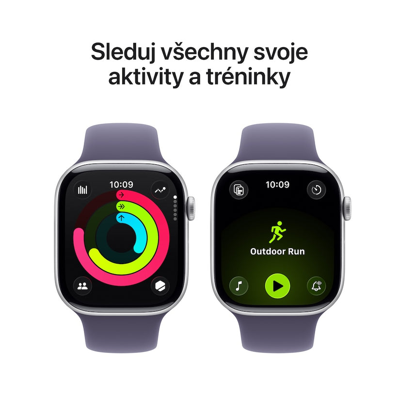 Apple Watch Series 11 GPS 46mm stříbrné hliníkové pouzdro s mlžně fialovým sportovním řemínkem - S/M - bonami.click