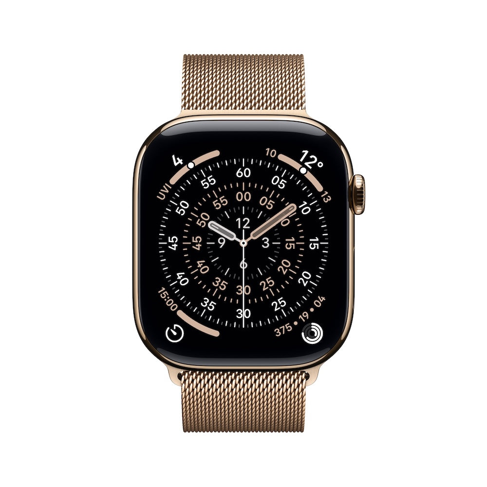 Apple Watch Series 11 GPS + Cellular 46mm zlatě titanové pouzdro se zlatě ocelovým milánským tahem - M/L - bonami.click