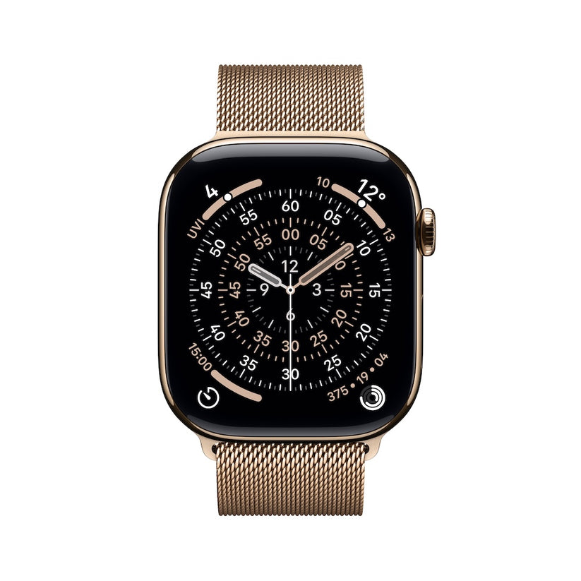 Apple Watch Series 11 GPS + Cellular 46mm zlatě titanové pouzdro se zlatě ocelovým milánským tahem - M/L - bonami.click
