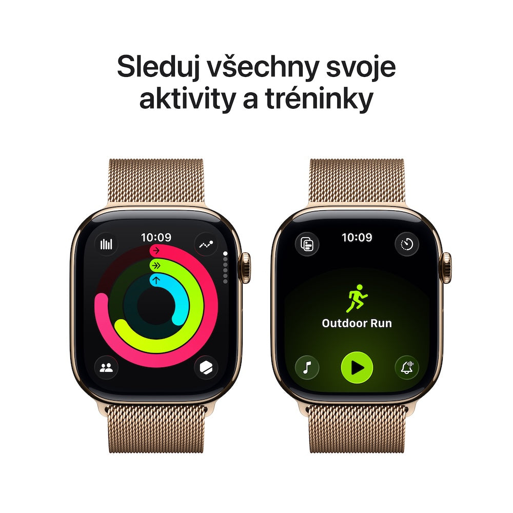 Apple Watch Series 11 GPS + Cellular 46mm zlaté titanové pouzdro se zlatým milánským tahem - S/M (otevřený) - bonami.click