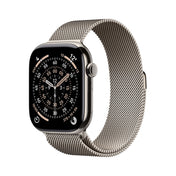Apple Watch Series 11 GPS + Cellular 42mm přírodní titanové pouzdro s přírodně titanovým milánským tahem (otevřený) - bonami.click