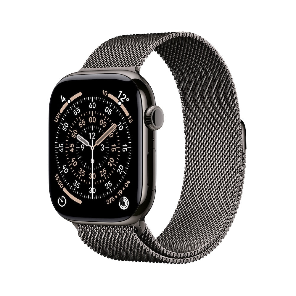 Apple Watch Series 11 GPS + Cellular 46mm břidlicově šedé titanové pouzdro s břidlicově šedým milánským tahem - M/L (otevřený) - bonami.click