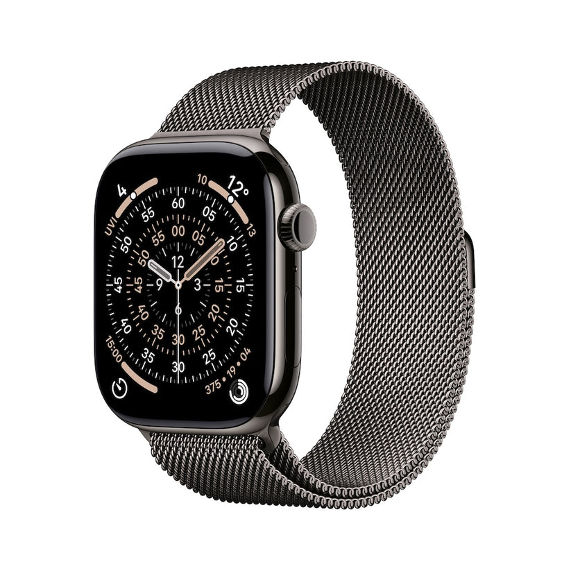Apple Watch Series 11 GPS + Cellular 46mm břidlicově šedé titanové pouzdro s břidlicově šedým milánským tahem - M/L (otevřený) - bonami.click