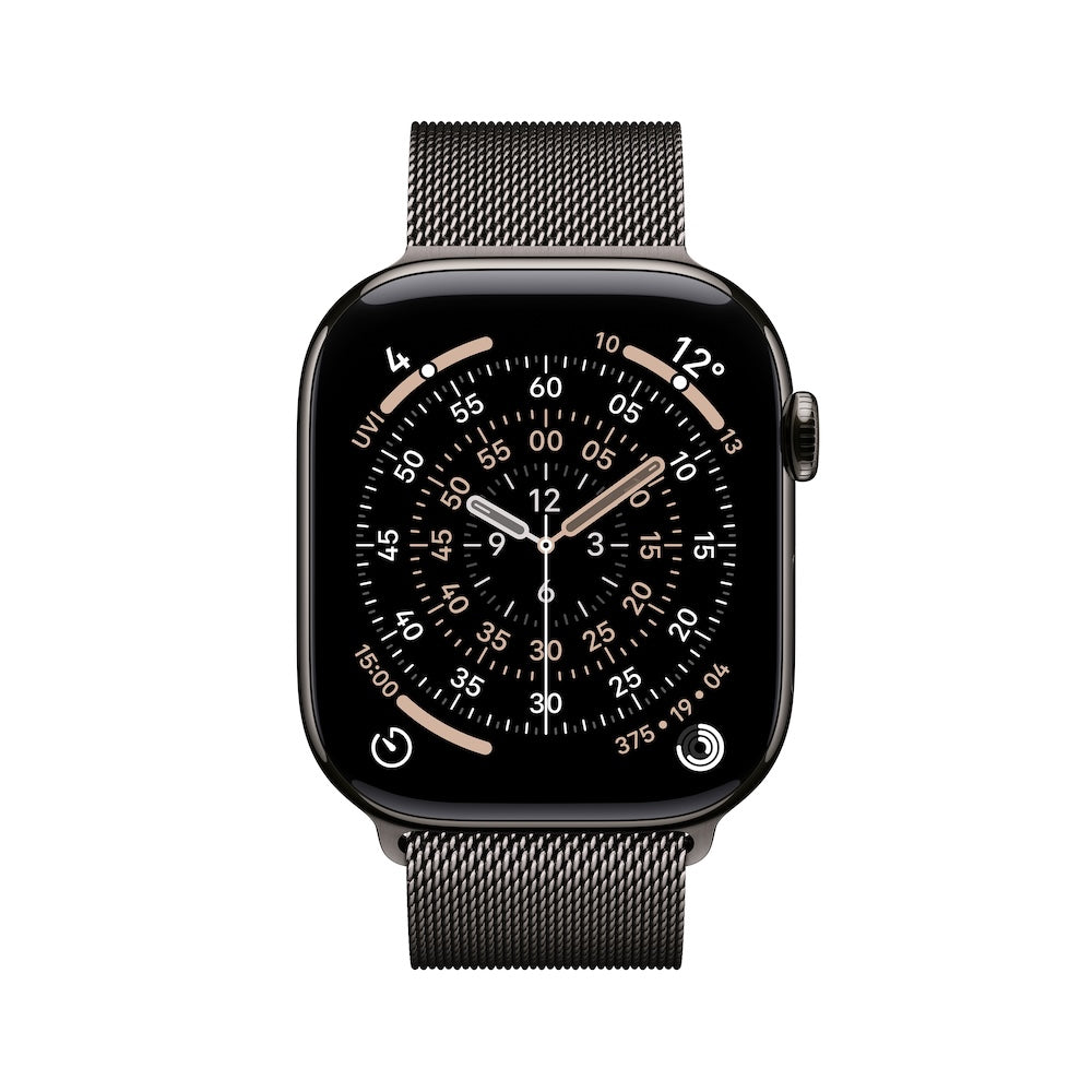 Apple Watch Series 11 GPS + Cellular 46mm břidlicově šedé titanové pouzdro s břidlicově šedým milánským tahem - M/L (otevřený) - bonami.click