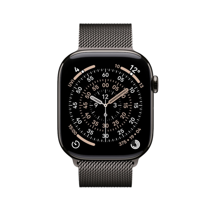 Apple Watch Series 11 GPS + Cellular 46mm břidlicově šedé titanové pouzdro s břidlicově šedým milánským tahem - M/L (otevřený) - bonami.click