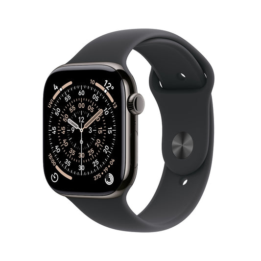 Apple Watch Series 11 GPS + Cellular 46mm břidlicově šedé titanové pouzdro s černým sportovním řemínkem - M/L - bonami.click