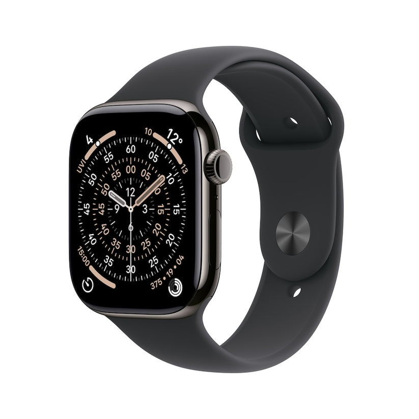 Apple Watch Series 11 GPS + Cellular 42mm břidlicově šedé titanové pouzdro s černým sportovním řemínkem - M/L (otevřený) - bonami.click