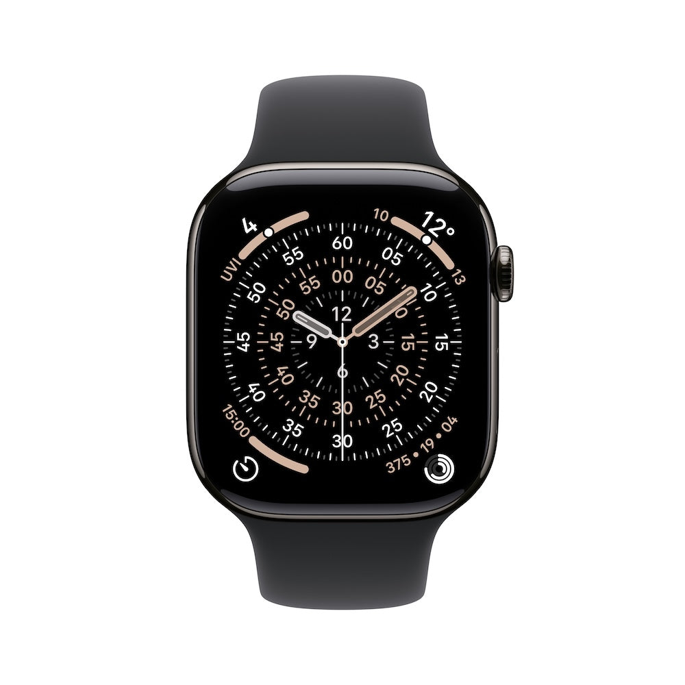 Apple Watch Series 11 GPS + Cellular 42mm břidlicově šedé titanové pouzdro s černým sportovním řemínkem - M/L (otevřený) - bonami.click