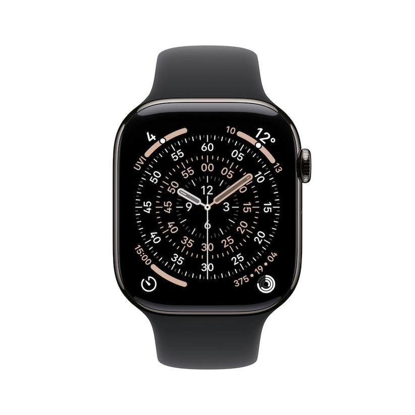 Apple Watch Series 11 GPS + Cellular 42mm břidlicově šedé titanové pouzdro s černým sportovním řemínkem - S/M - bonami.click