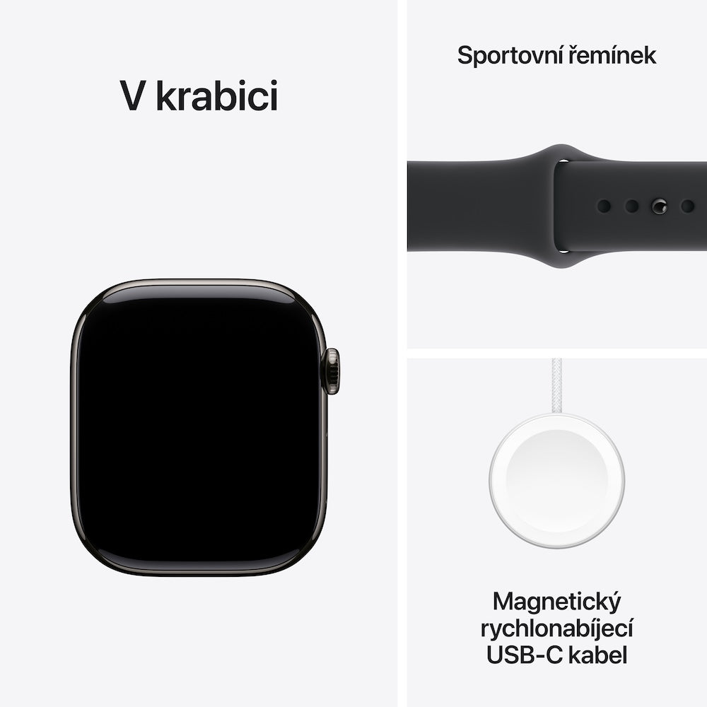 Apple Watch Series 11 GPS + Cellular 42mm břidlicově šedé titanové pouzdro s černým sportovním řemínkem - S/M - bonami.click