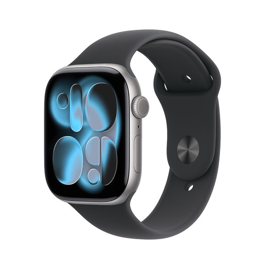 Apple Watch Series 11 GPS + Cellular 46mm vesmírně šedé hliníkové pouzdro s černým sportovním řemínkem - S/M (otevřený) - bonami.click