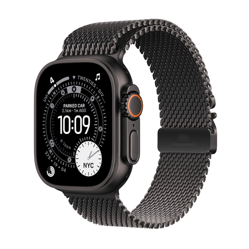 Apple Watch Ultra 3 GPS + Cellular 49mm černě titanové pouzdro s černě titanovým milánským tahem z titanu - L (otevřený) - bonami.click