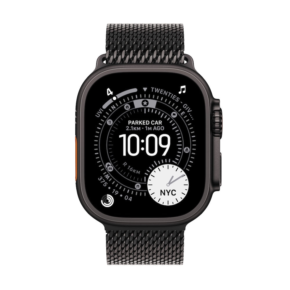 Apple Watch Ultra 3 GPS + Cellular 49mm černě titanové pouzdro s černě titanovým milánským tahem z titanu - L (otevřený) - bonami.click