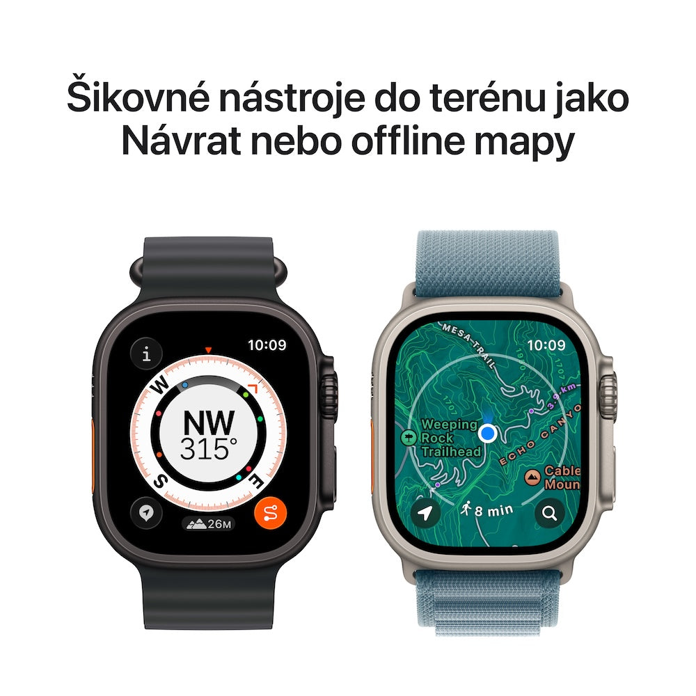 Apple Watch Ultra 3 GPS + Cellular 49mm přírodně titanové pouzdro se světle modrým alpským tahem - L - bonami.click