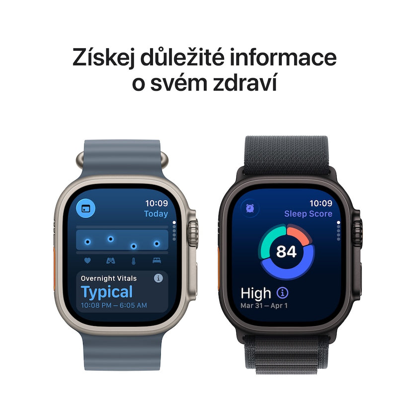 Apple Watch Ultra 3 GPS + Cellular 49mm přírodně titanové pouzdro se světle modrým alpským tahem - L - bonami.click