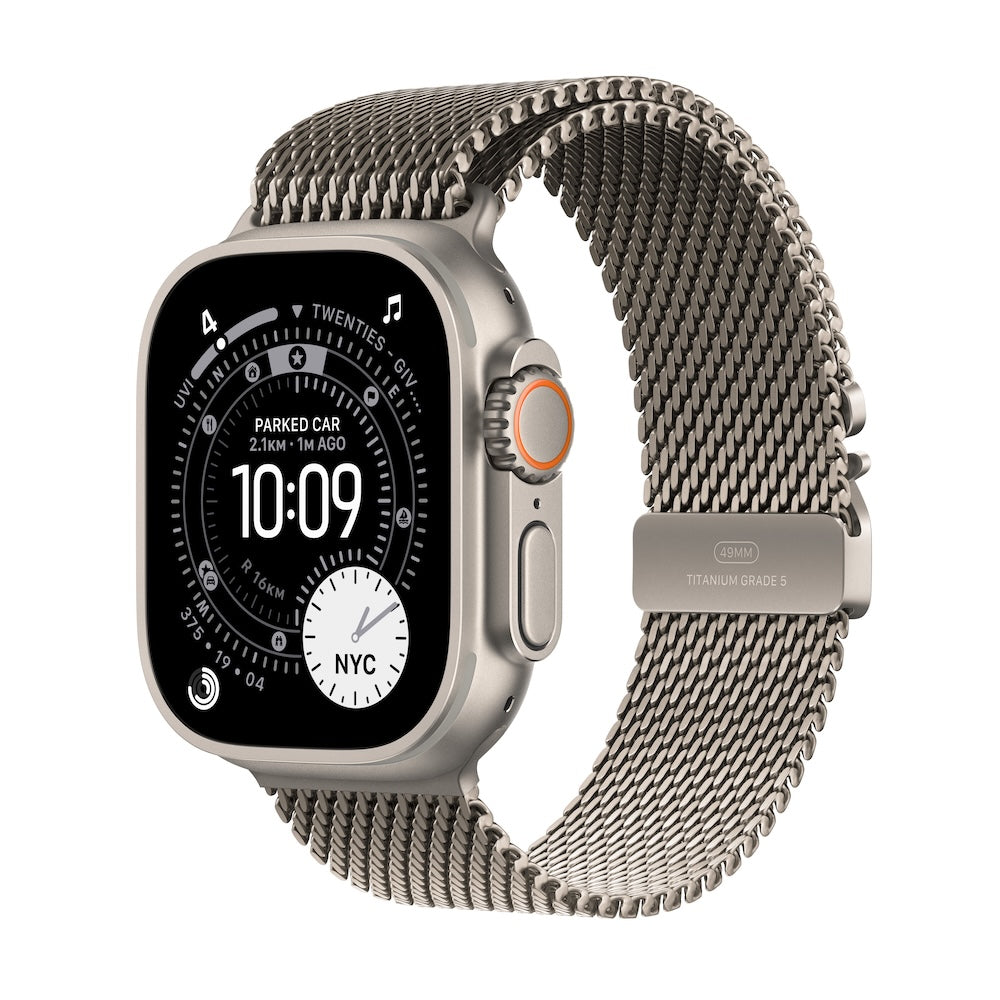 Apple Watch Ultra 3 GPS + Cellular 49mm přírodně titanové pouzdro s přírodně titanovým milánským tahem z titanu - L - bonami.click