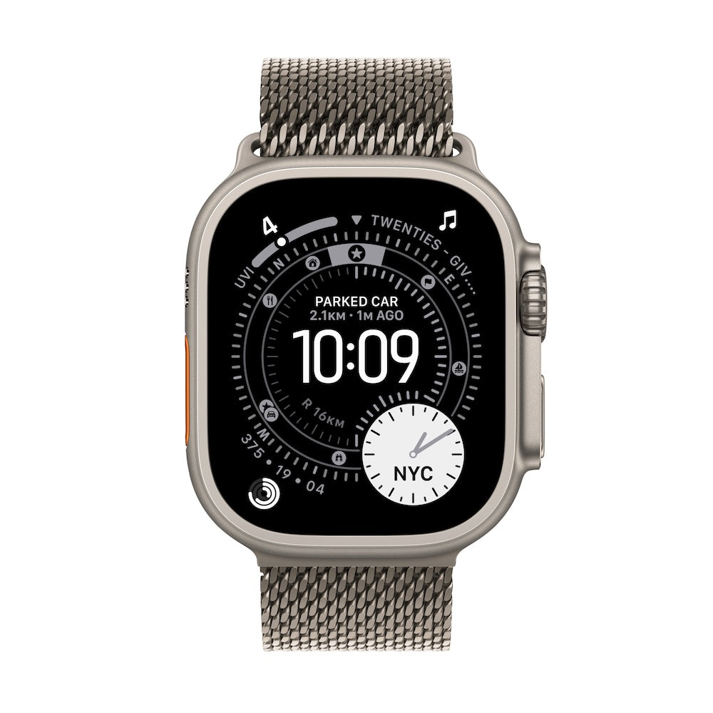 Apple Watch Ultra 3 GPS + Cellular 49mm přírodně titanové pouzdro s přírodně titanovým milánským tahem z titanu - L - bonami.click