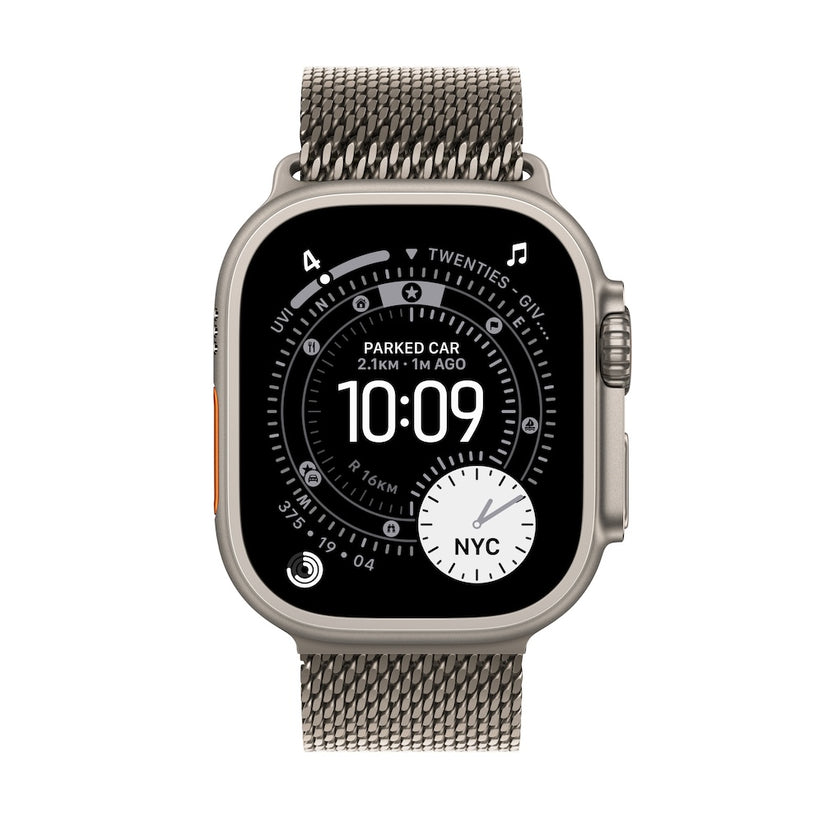 Apple Watch Ultra 3 GPS + Cellular 49mm přírodně titanové pouzdro s přírodně titanovým milánským tahem z titanu - L - bonami.click