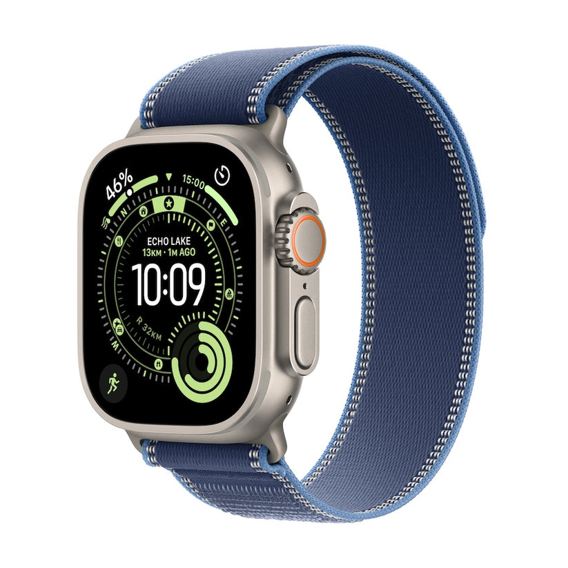 Apple Watch Ultra 3 GPS + Cellular 49mm přírodně titanové pouzdro s modře/jasně modrým trailovým tahem - S/M - bonami.click
