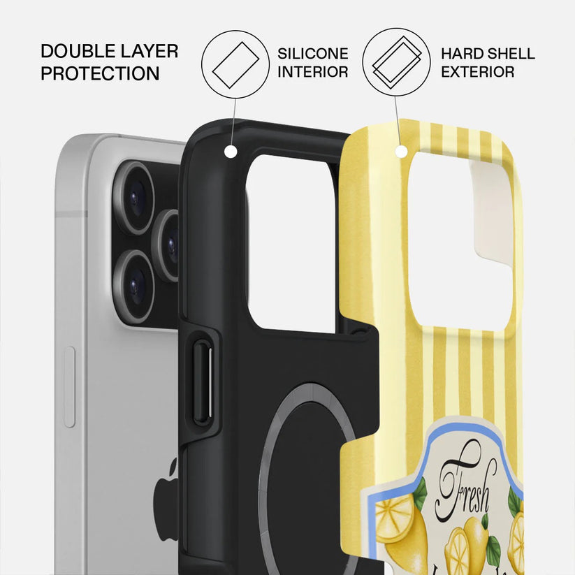 Kryt pro iPhone 17 Pro Max Burga Frizzante Tough MagSafe Case - žluté pruhy - bonami.click