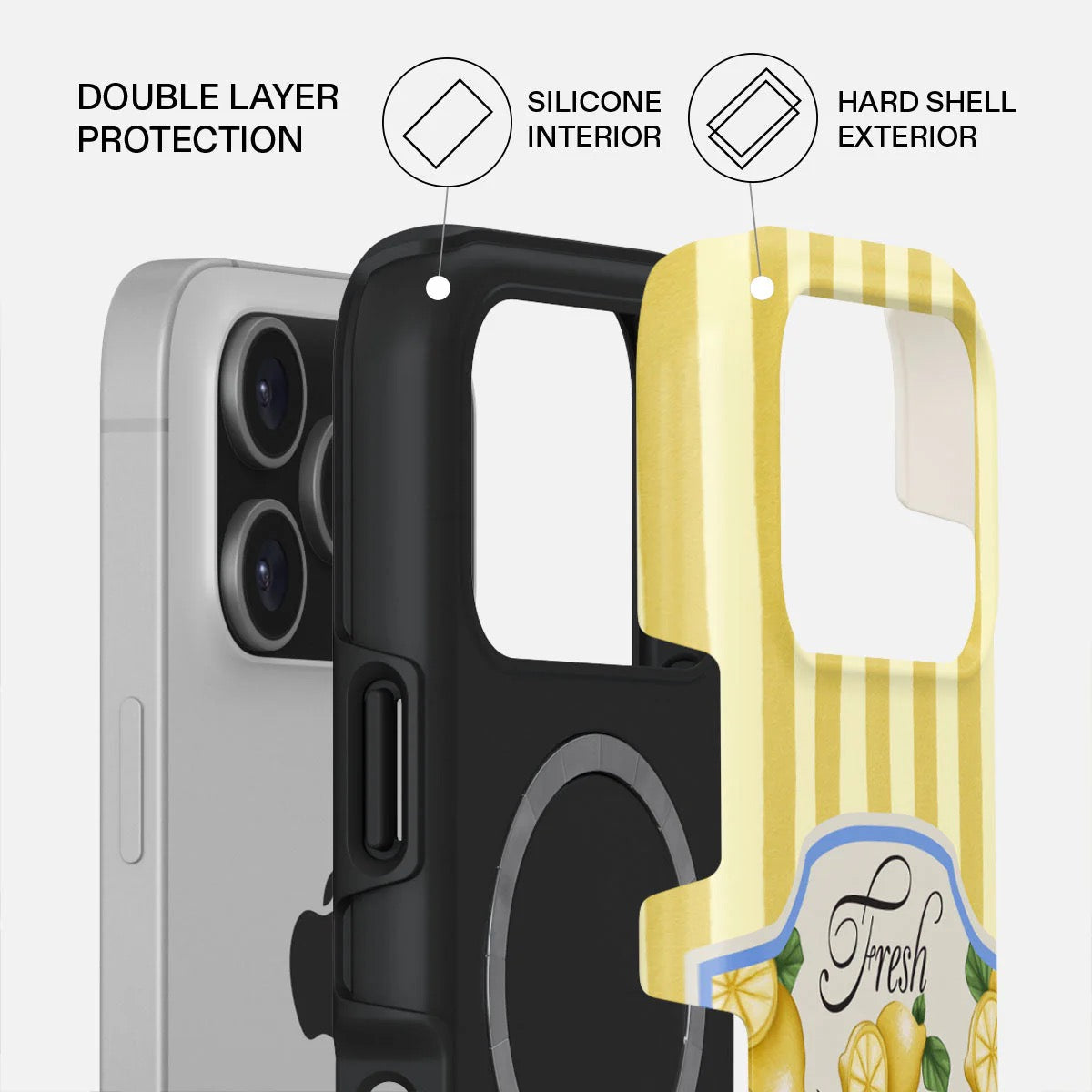 Kryt pro iPhone 17 Pro Burga Frizzante Tough MagSafe Case - žluté pruhy - bonami.click