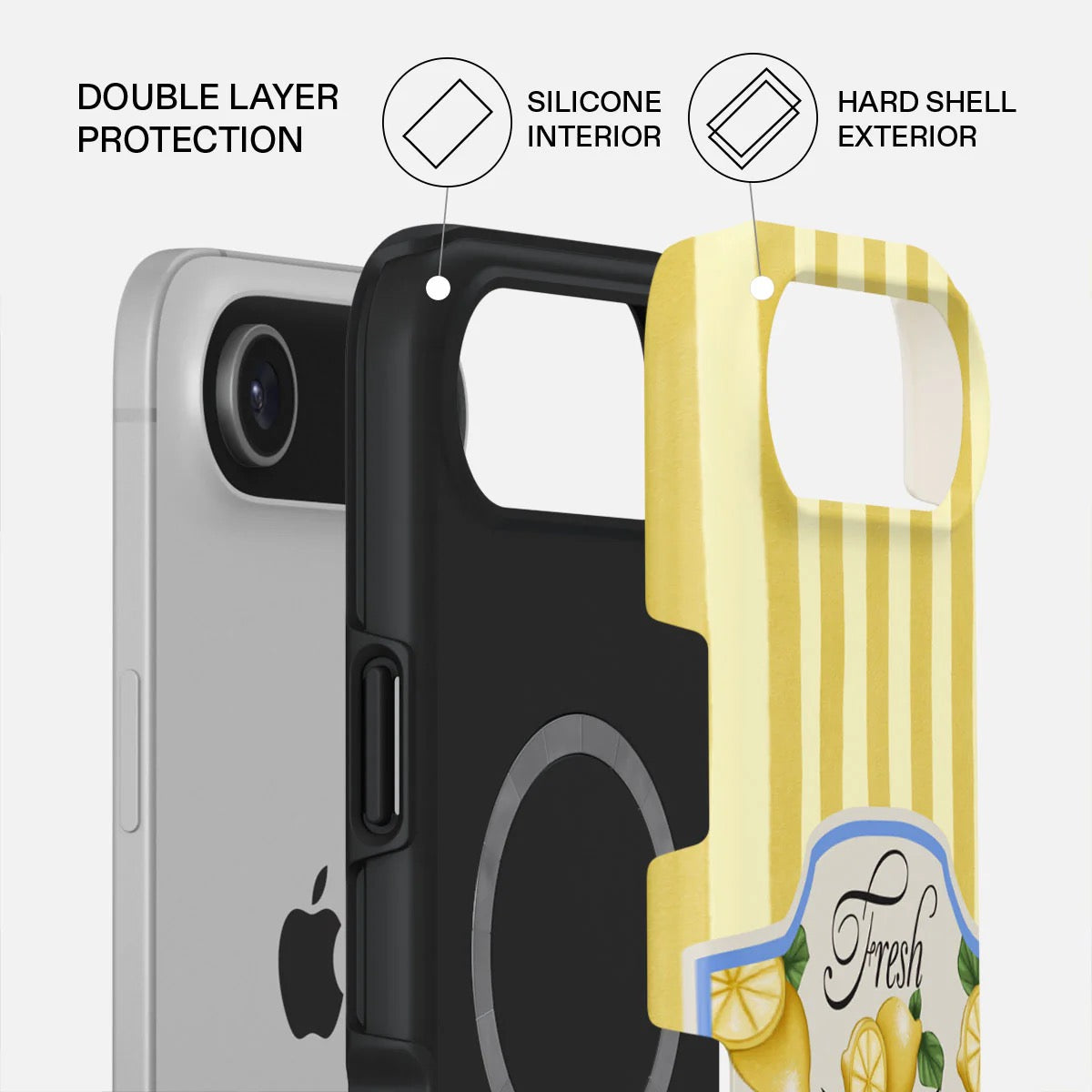 Kryt pro iPhone Air Burga Frizzante Tough MagSafe Case - žluté pruhy - bonami.click