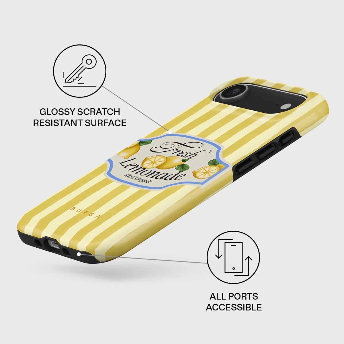 Kryt pro iPhone Air Burga Frizzante Tough MagSafe Case - žluté pruhy - bonami.click