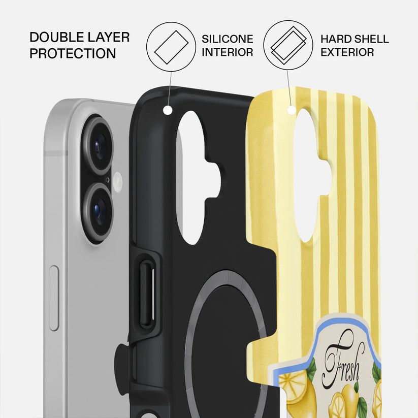 Kryt pro iPhone 17 Burga Frizzante Tough MagSafe Case - žluté pruhy - bonami.click