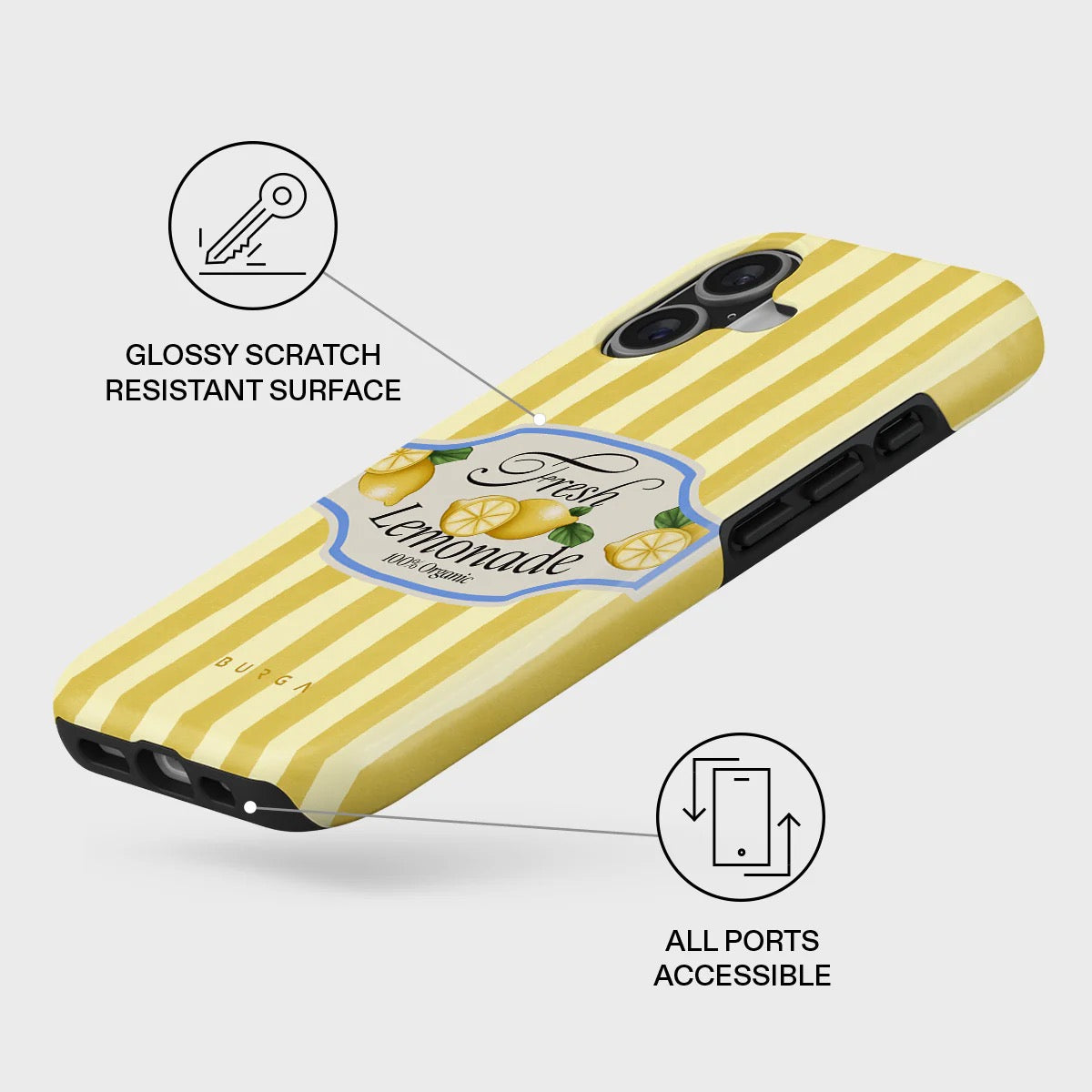 Kryt pro iPhone 17 Burga Frizzante Tough MagSafe Case - žluté pruhy - bonami.click